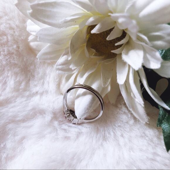 Sterling Silver Pink Floral Pinky Ring - Picture 7 of 11